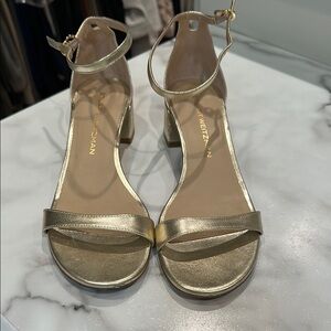 Stuart Weitzman Metallic Gold Heeled Sandals